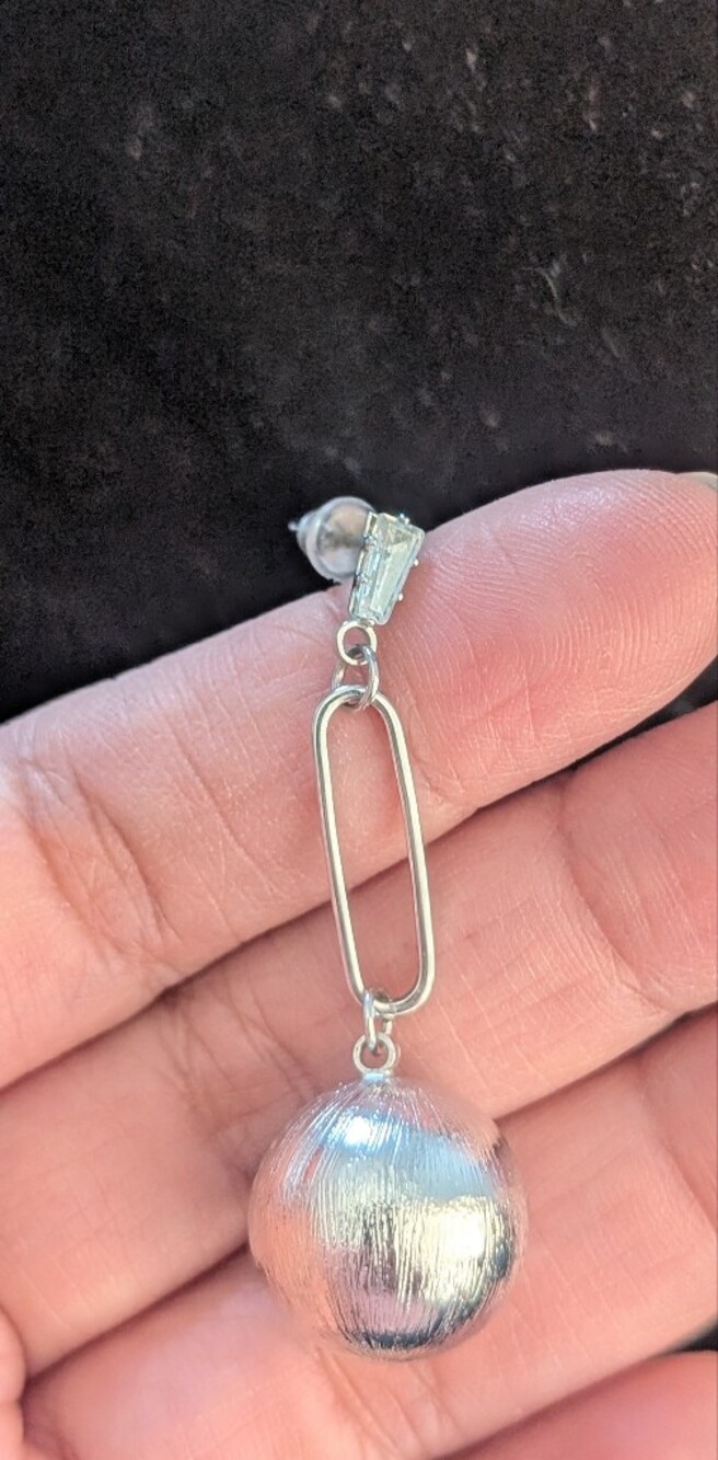Silver Drop Sphere Dangle Earrings - Women Jewelry - Picture 6 of 6